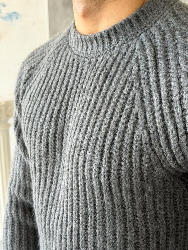 Reglan Kol Fitilli Örgü Triko Gri