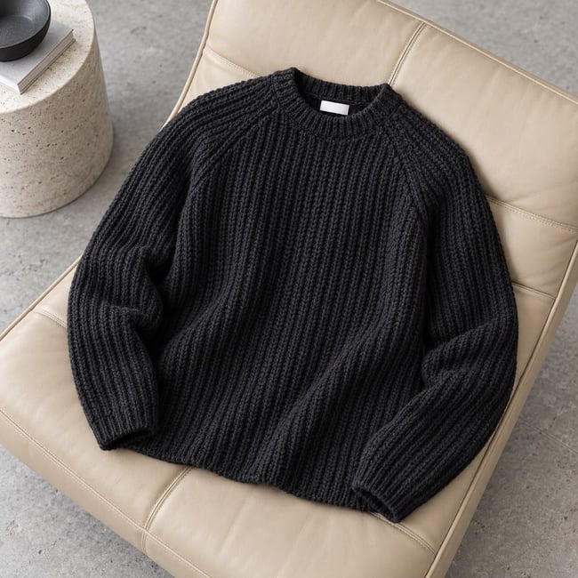 Reglan Kol Fitilli Örgü Triko Siyah