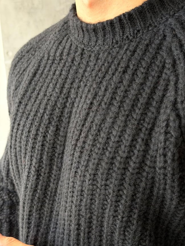 Reglan Kol Fitilli Örgü Triko Siyah