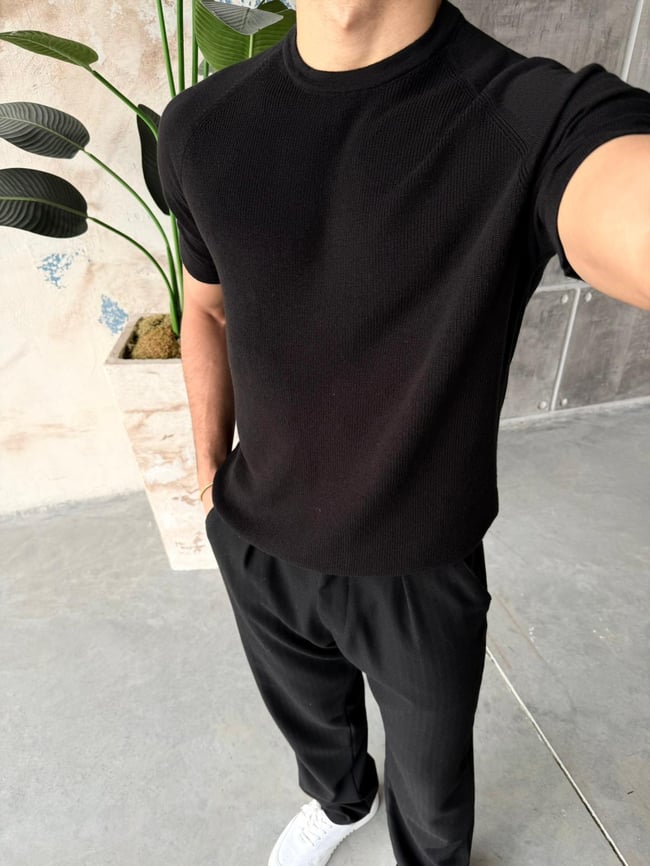 Reglan Kol Örme Triko M - Siyah