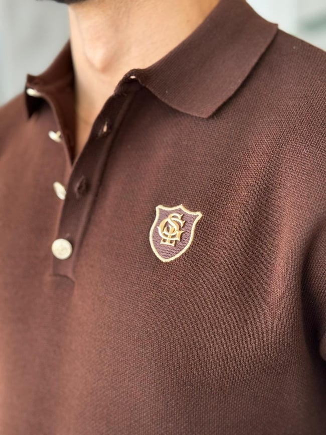 Regular Fit Old Money Polo Yaka Triko KAHVE