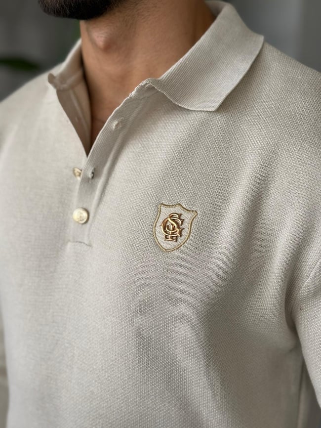 Regular Fit Old Money Polo Yaka Triko BEJ
