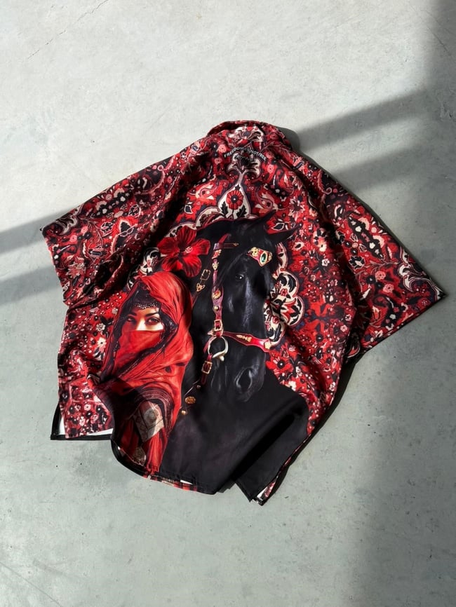 ROYAL  Desenli Dubble Hürrem Kumaş Oversize Gömlek T