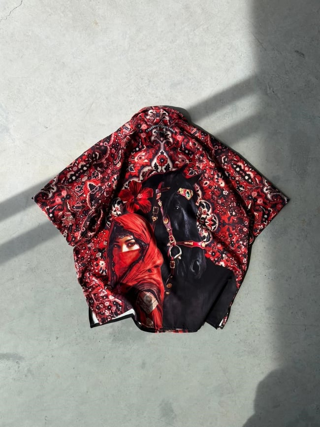 ROYAL  Desenli Dubble Hürrem Kumaş Oversize Gömlek T