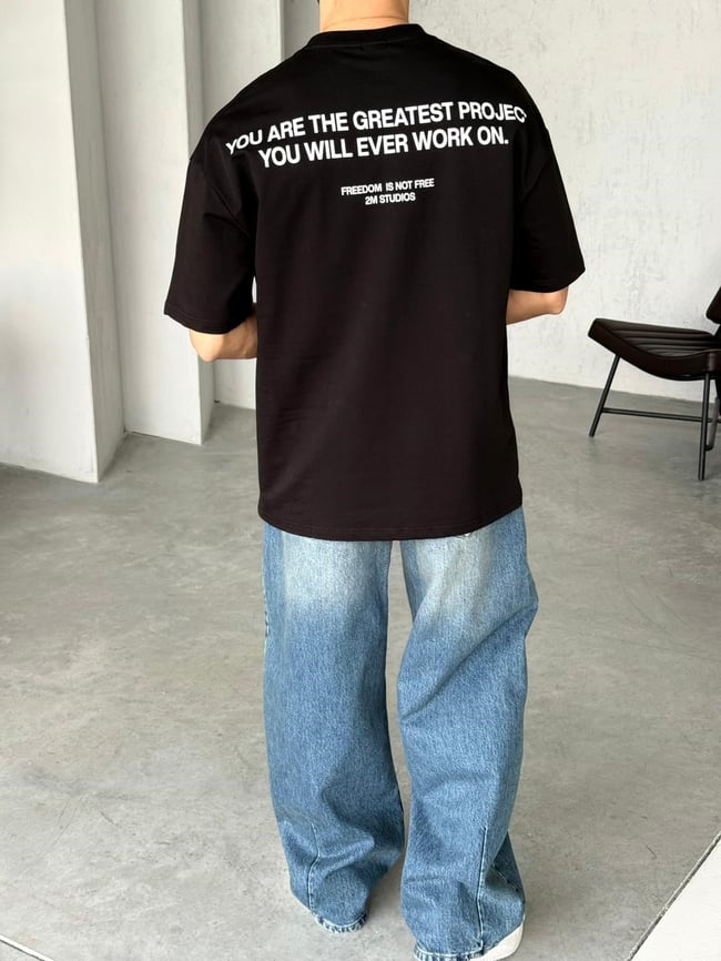 Royal Persian Horse Baskılı Overıze T-Shirt T - Siyah