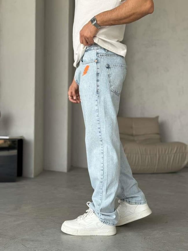 ŞİMŞEK NAKIŞLI BAGGY KOT PANTOLON