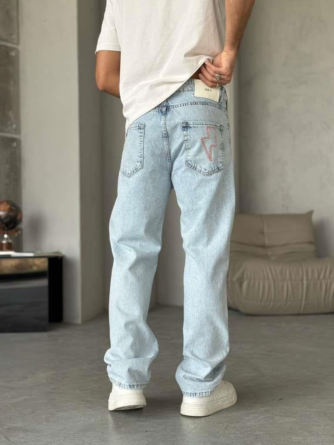 ŞİMŞEK NAKIŞLI BAGGY KOT PANTOLON