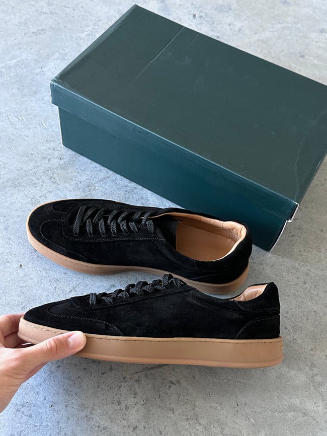 Siyah Süet Deri Minimal Sneaker