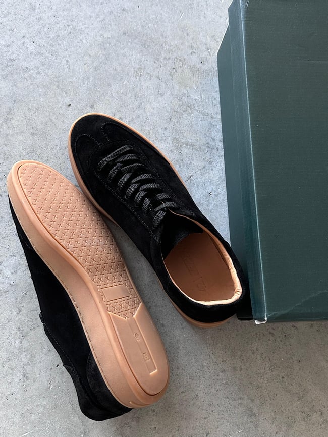 Siyah Süet Deri Minimal Sneaker