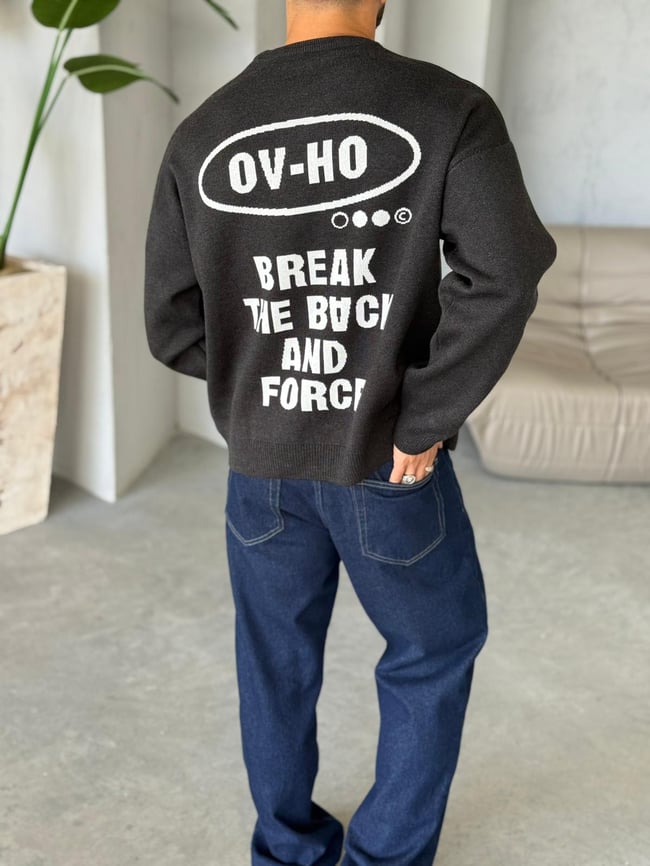Snoze Yazılı Oversize Triko Sweat Siyah
