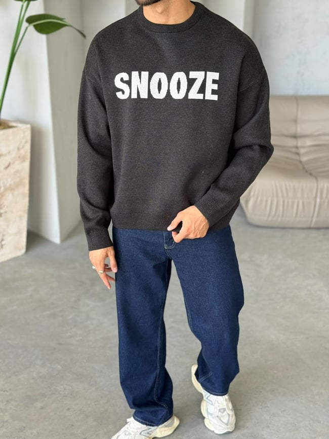 Snoze Yazılı Triko Sweat G Siyah