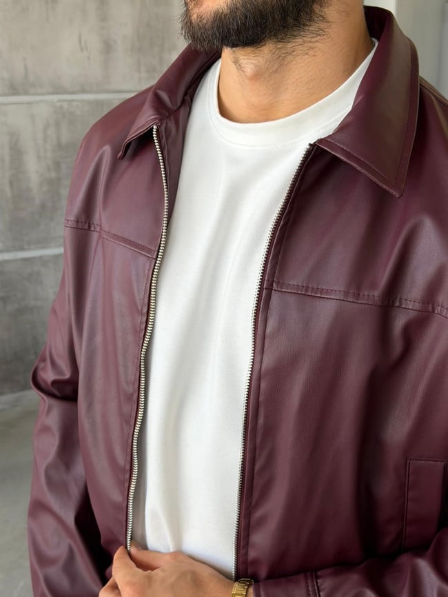 Soft Deri Ceket S - BORDO