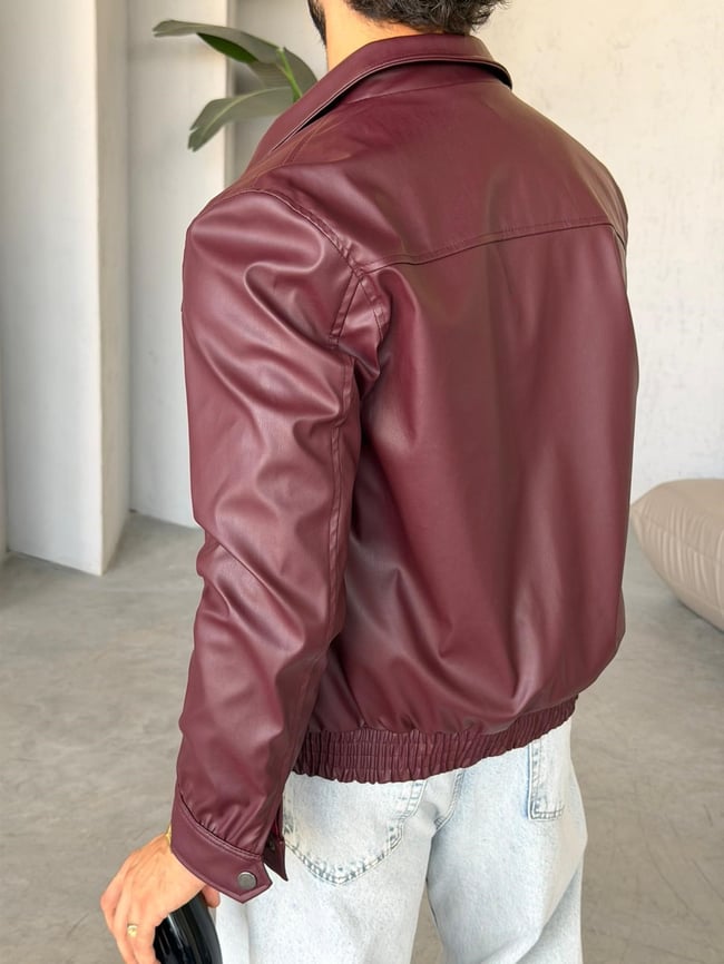 Soft Deri Ceket S - BORDO