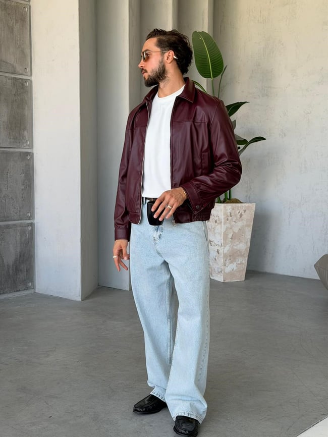Soft Deri Ceket S - BORDO
