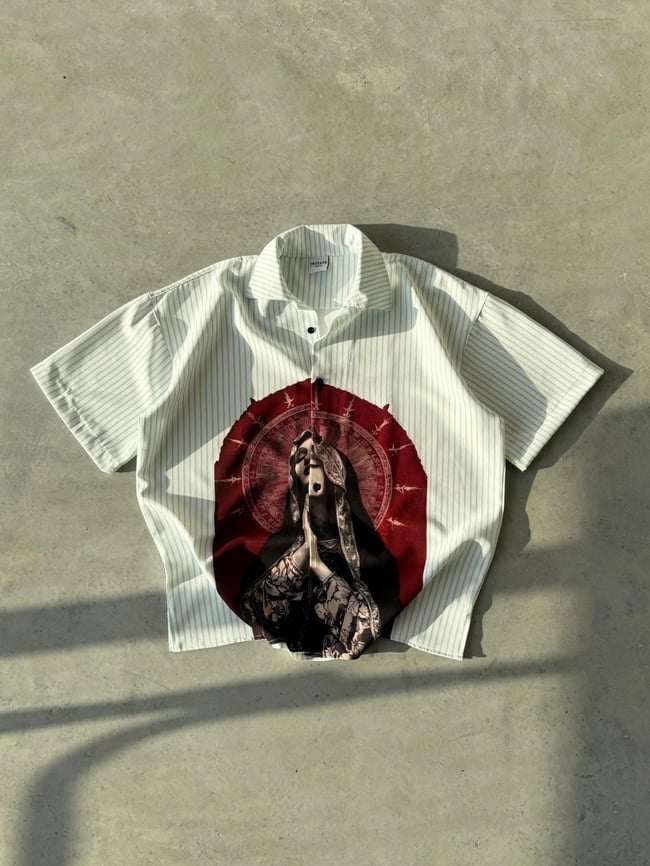 SOUL Desenli Dubble Hürrem Kumaş Oversize Gömlek T