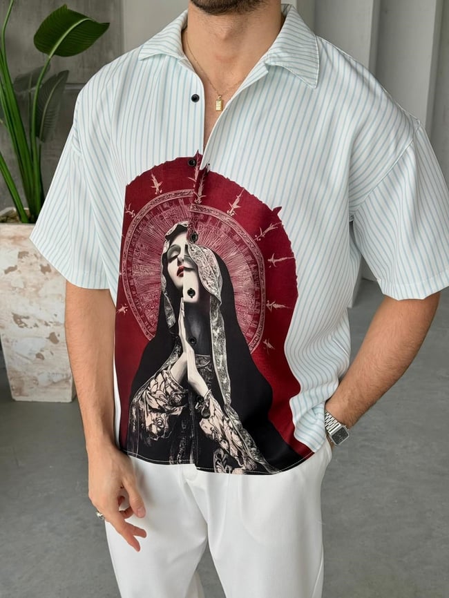 SOUL Desenli Dubble Hürrem Kumaş Oversize Gömlek T