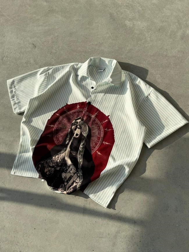 SOUL Desenli Dubble Hürrem Kumaş Oversize Gömlek T