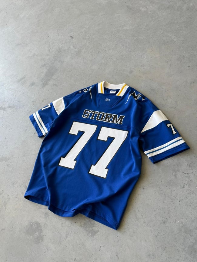 Storm 77 Varsity Jersey Oversize T-Shirt - Mavi