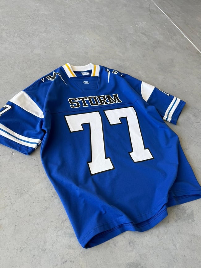 Storm 77 Varsity Jersey Oversize T-Shirt - Mavi