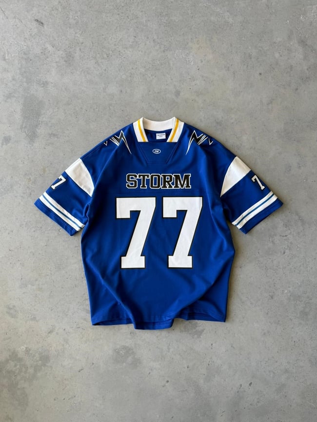 Storm 77 Varsity Jersey Oversize T-Shirt - Mavi