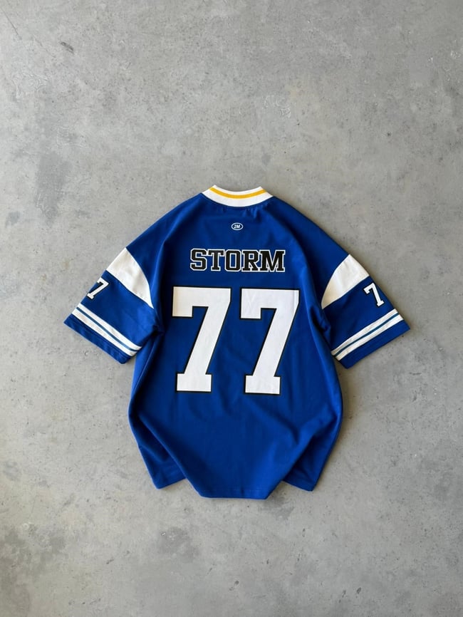 Storm 77 Varsity Jersey Oversize T-Shirt - Mavi