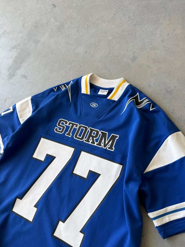 Storm 77 Varsity Jersey Oversize T-Shirt - Mavi