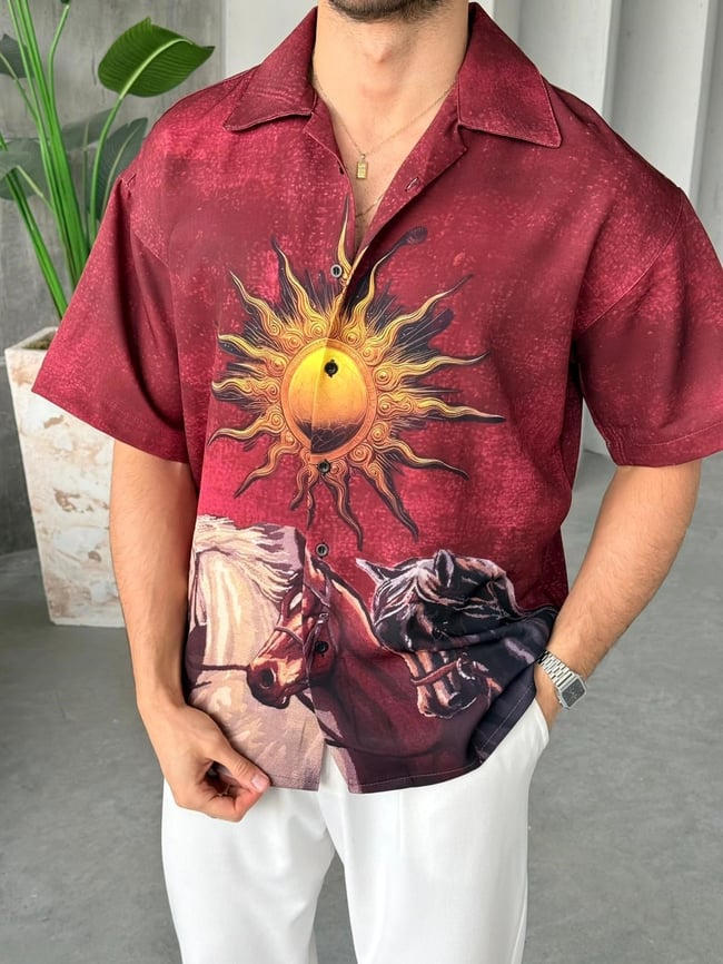 SUN Desenli Dubble Hürrem Kumaş Oversize Gömlek T