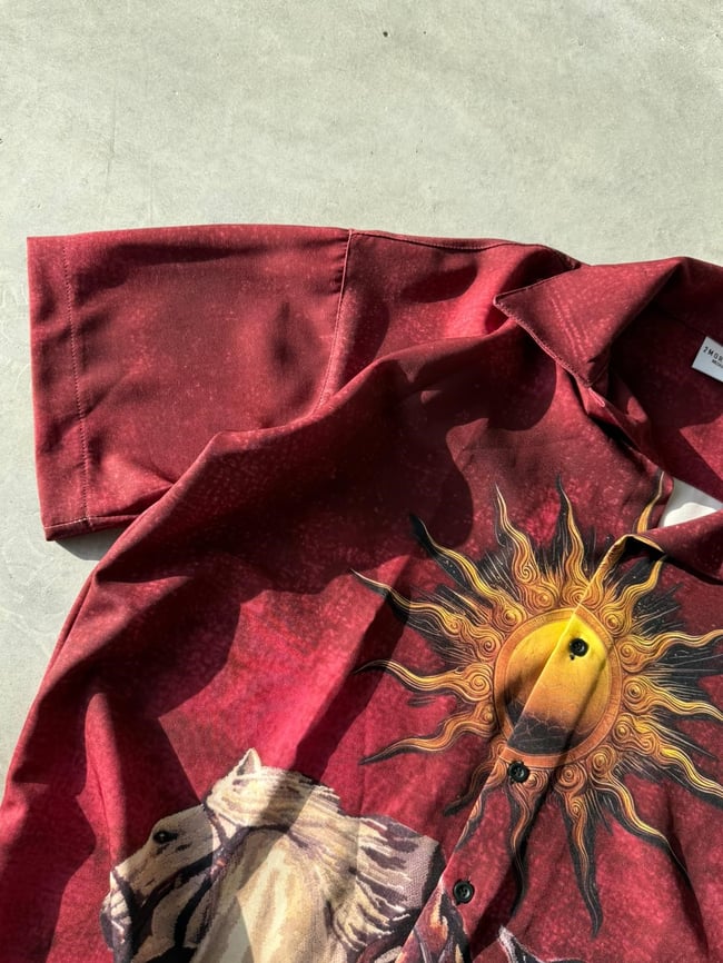 SUN Desenli Dubble Hürrem Kumaş Oversize Gömlek T