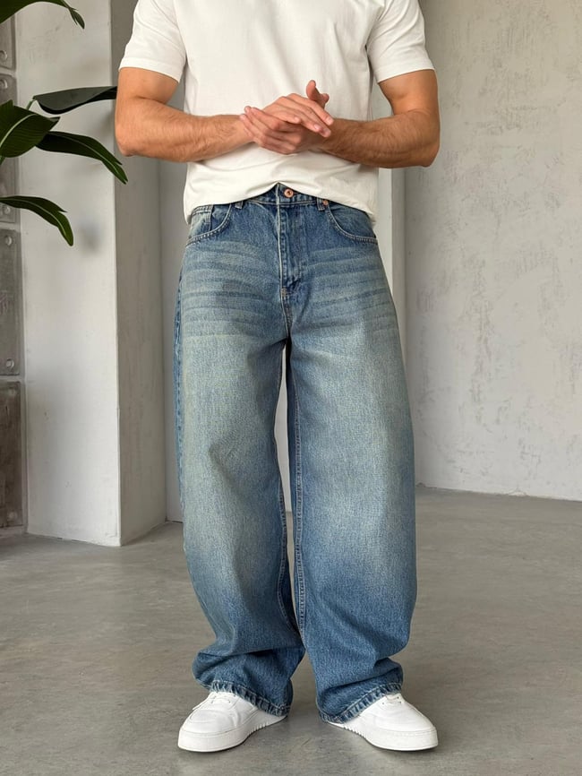 Süper Baggy Kalıp Kot Pantolon