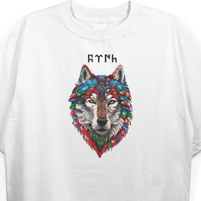 T1453 Wolf Baskılı Oversize Tshirt