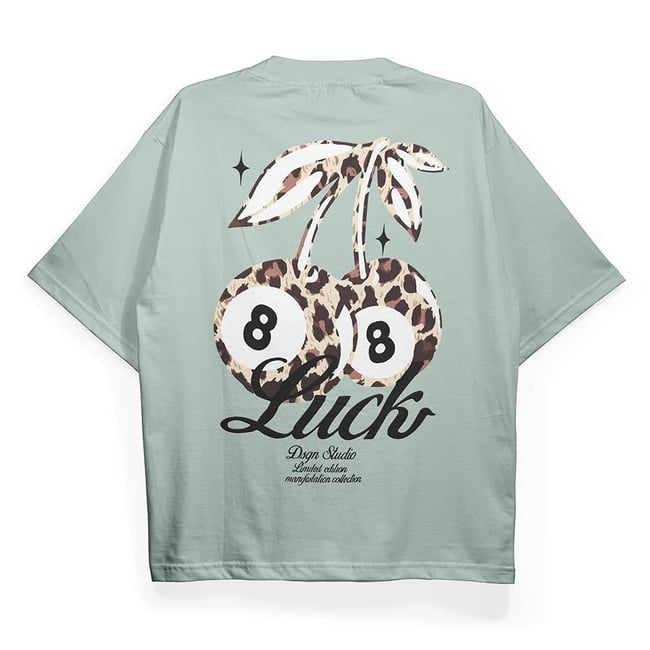 T2013 Lucky Cherry Baskılı Oversize Tshirt