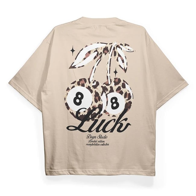 T2013 Lucky Cherry Baskılı Oversize Tshirt