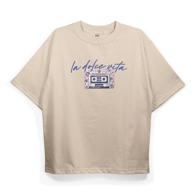 T2020 La dolce vita Baskılı Oversize Tshirt