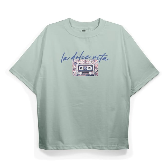 T2020 La dolce vita Baskılı Oversize Tshirt