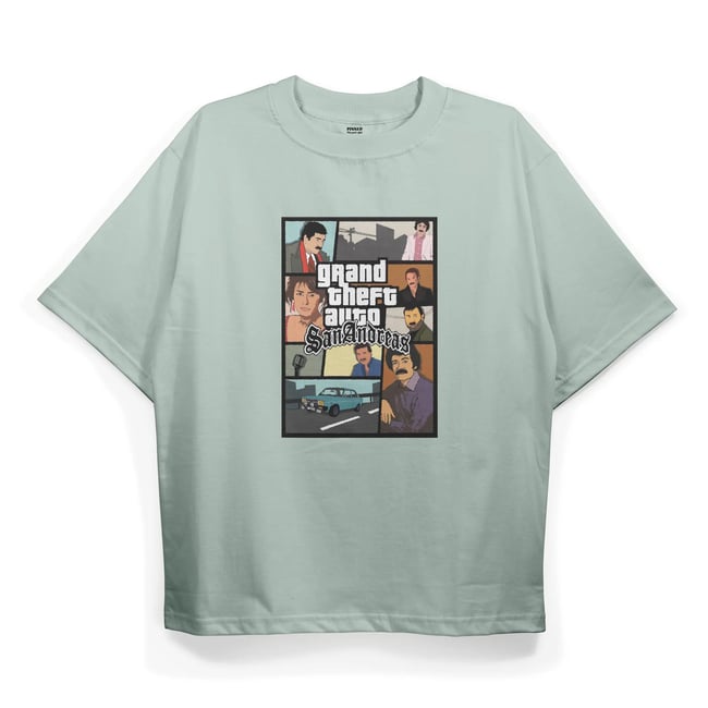 T2025 Arabesque Baskılı Oversize Tshirt