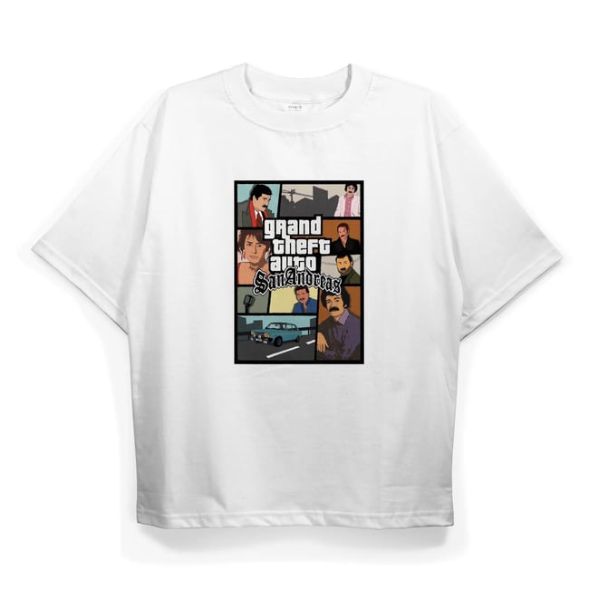 T2025 Arabesque Baskılı Oversize Tshirt