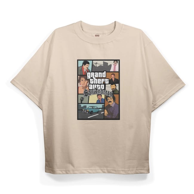 T2025 Arabesque Baskılı Oversize Tshirt