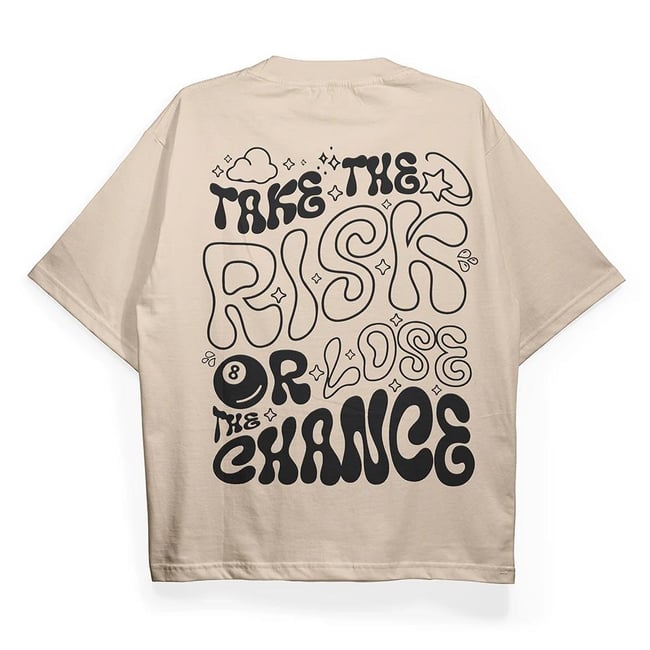 T2030 Take Risk Baskılı Oversize Tshirt