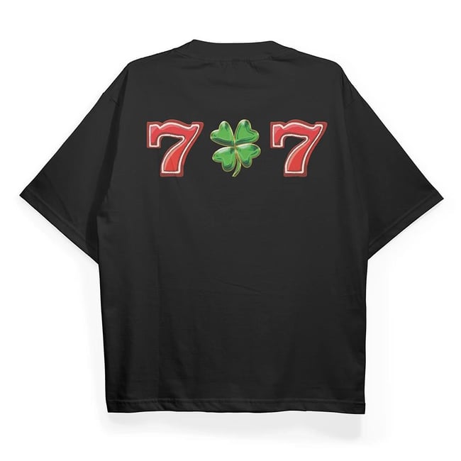 T2034 Clover Baskılı Oversize Tshirt