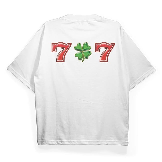 T2034 Clover Baskılı Oversize Tshirt