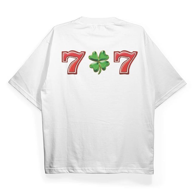 T2034 Clover Baskılı Oversize Tshirt