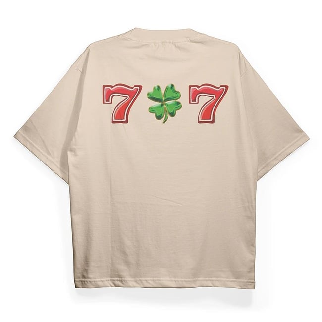 T2034 Clover Baskılı Oversize Tshirt