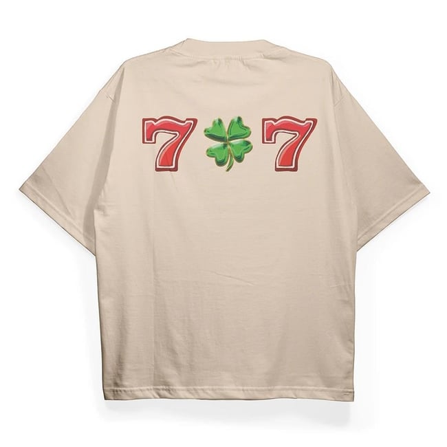 T2034 Clover Baskılı Oversize Tshirt