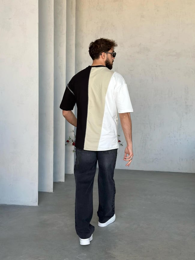 T502 Parçalı Dikiş Oversize T-shirt