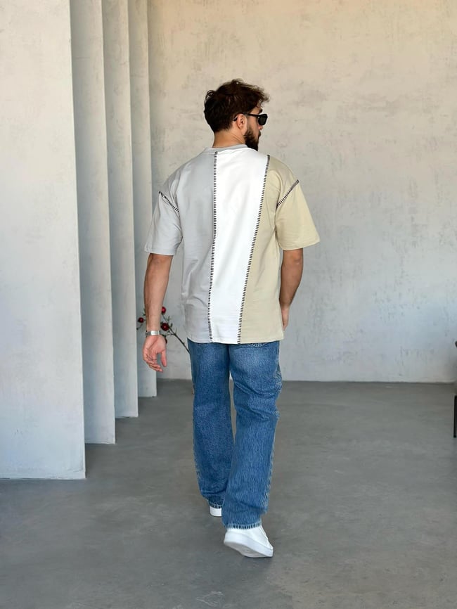 T503 Parçalı Dikiş Oversize T-shirt