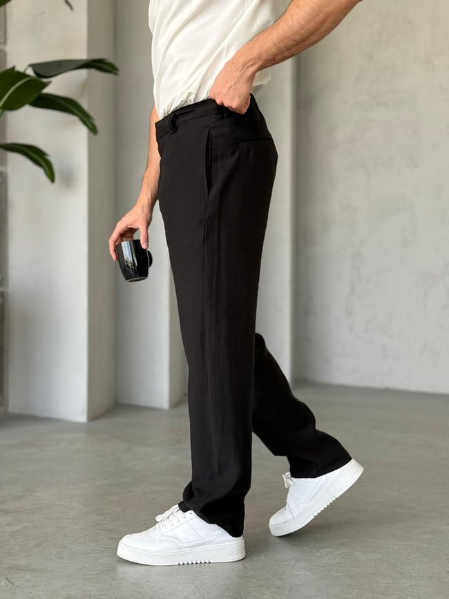 Tensel Kumaş Baggy Pantolon - Siyah