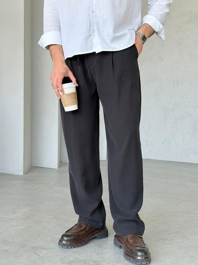 TENSEL KUMAŞ İP KEMER JOGGER PANTOLON T-SİYAH