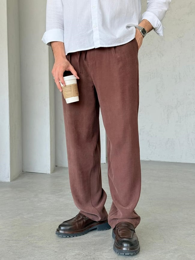 TENSEL KUMAŞ İP KEMER JOGGER PANTOLON T-KAHVERENGİ