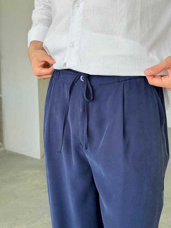 TENSEL KUMAŞ İP KEMER JOGGER PANTOLON T-LACİVERT