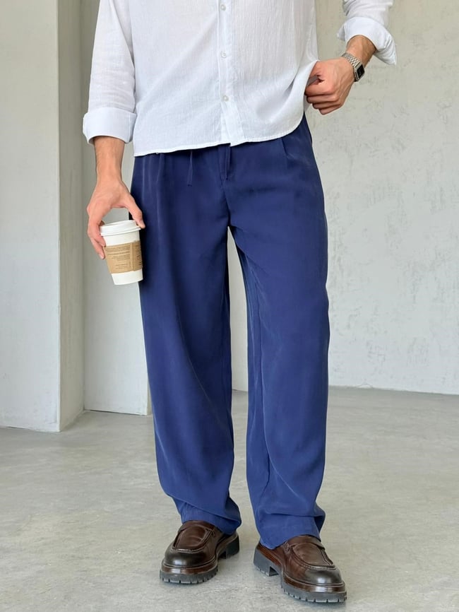 TENSEL KUMAŞ İP KEMER JOGGER PANTOLON T-LACİVERT